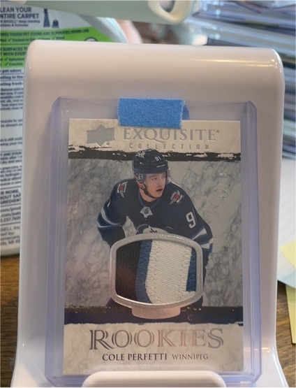2021-22 Upper Deck Exquisite Collection Rookie Patch #RCP Cole Perfetti — front
