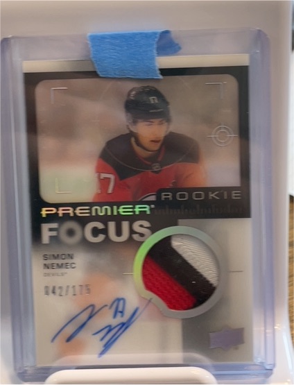 2023-24 Upper Deck Premier Focus Rookie Patch Auto Simon Nemec #042/175 — front