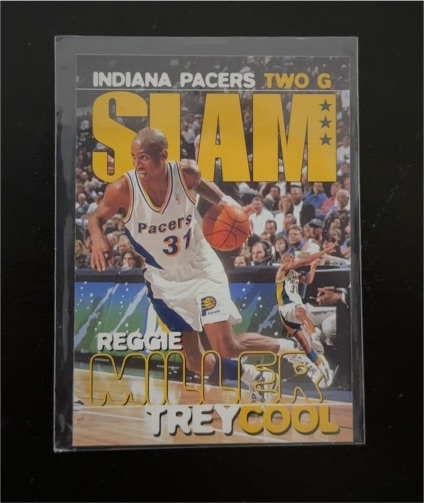 1997 Fleer/Skybox SLAM #322 Reggie Miller Trey Cool Indiana Pacers — front