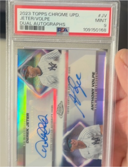 2023 Topps Chrome Update #JV Derek Jeter / Anthony Volpe Dual Autographs — front