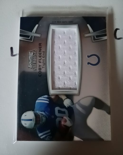 2012 Bowman Sterling Jumbo Rookie Relic #BSJRR-CF Coby Fleener — front