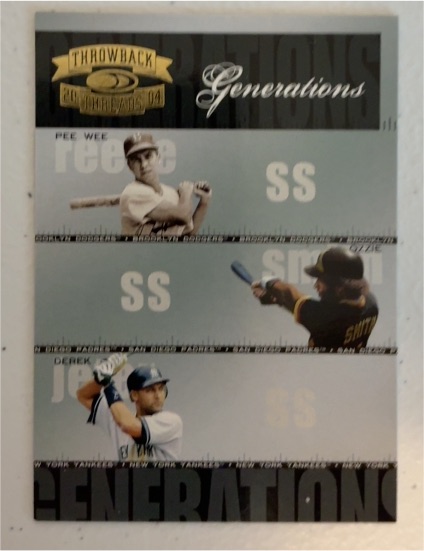 2004 Donruss Throwback Threads Generations #G-26 Pee Wee Reese / Ozzie Smith / Derek Jeter — front