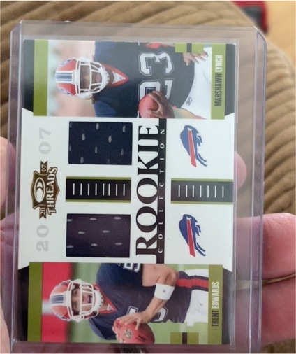 2007 Donruss Threads Rookie Collection #07 Marshawn Lynch / Trent Edwards — front