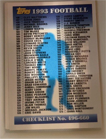 1993 Topps #660 Checklist 496-660 — front