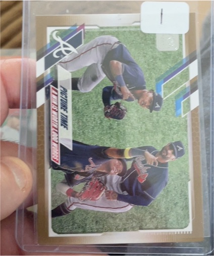 2021 Topps #372 Picture Time Ronald Acuna Jr., Cristian Pache, Nick Markakis — front