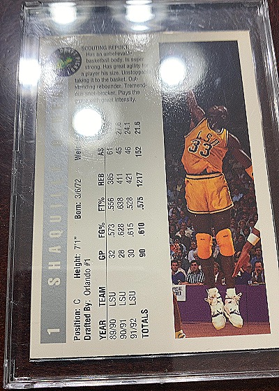 1992 Classic Draft Picks #1 Shaquille O'Neal — front