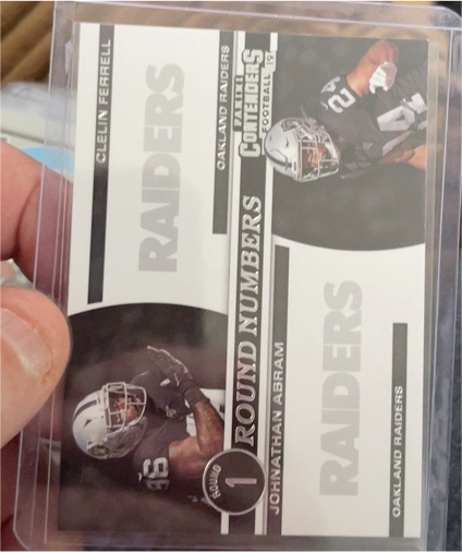 2019 Panini Contenders Round Numbers #RN-FA Johnathan Abram / Clelin Ferrell — front