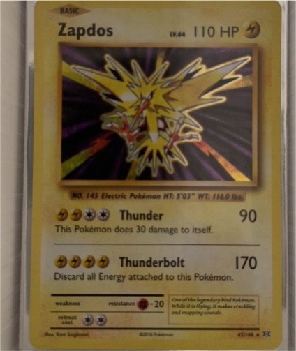 2016 Pokémon XY Evolutions #42 Zapdos — front