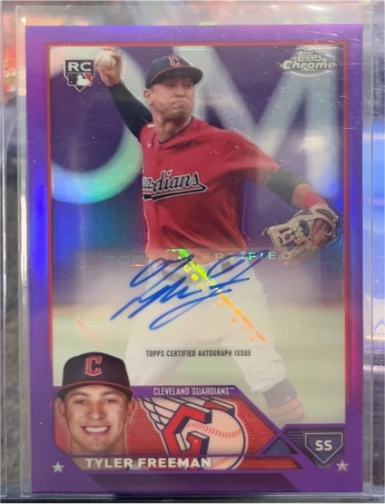 2023 Topps Chrome Update #AC-TF Tyler Freeman Autograph Purple Rookie Auto — front