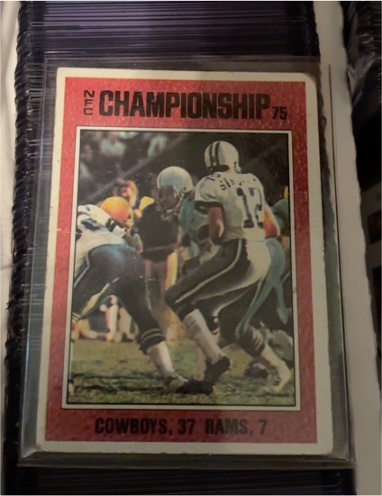 1976 Topps #331 NFC Championship Cowboys vs Rams Roger Staubach — front