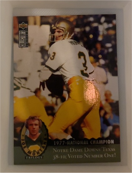 1995 Upper Deck Collector's Choice #MT1 Joe Montana Trilogy Notre Dame — front