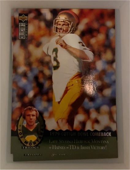 1995 Upper Deck Collector's Choice #MT2 Joe Montana Trilogy 1979 Cotton Bowl Comeback — front