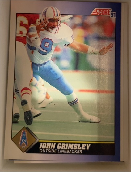 1991 Score #54 John Grimsley Houston Oilers — front