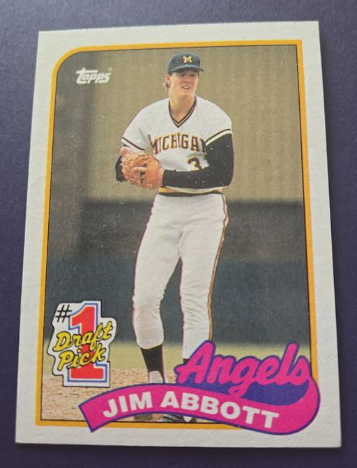1989 Topps #1 Draft Pick Jim Abbott — front