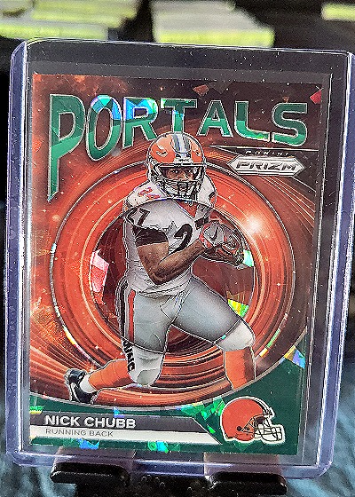 2023 Panini Prizm Portals Green Prizm #PO-9 Nick Chubb — front