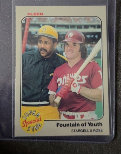 1983 Fleer #634 Fountain of Youth Pete Rose & Willie Stargell — front