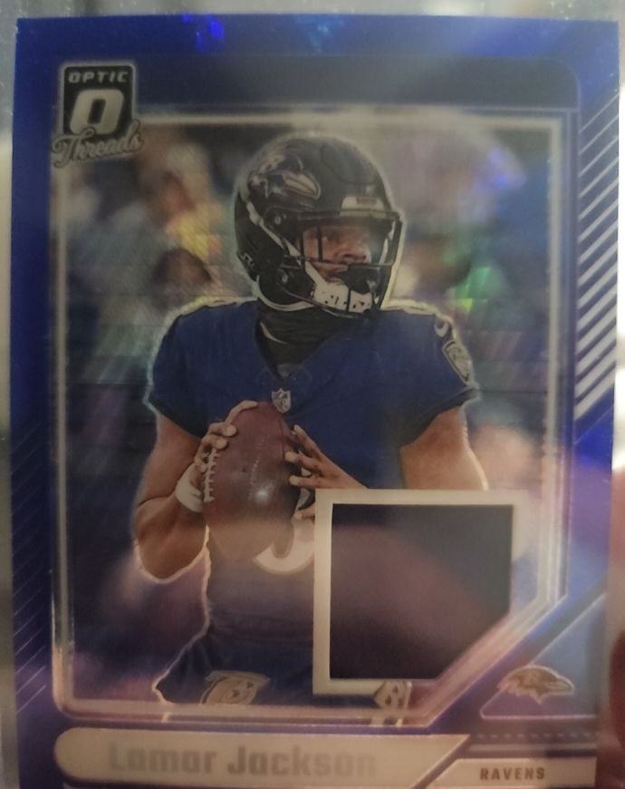 2024 Donruss Optic Threads Blue Hyper #DTB-LJN Lamar Jackson — front
