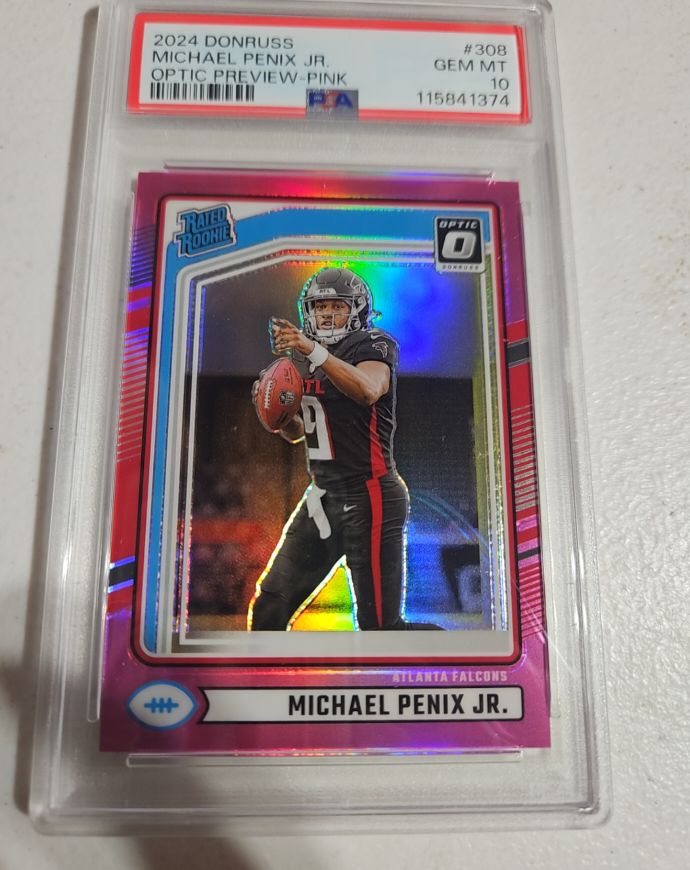 2024 Panini Donruss Rated Rookie Optic Preview Pink #308 Michael Penix Jr. — front