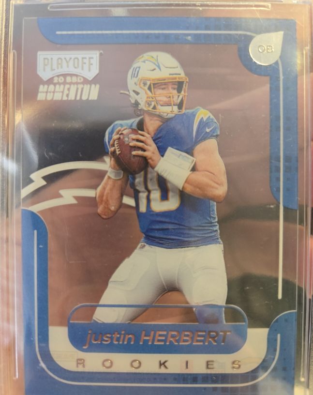 2020 Panini Chronicles Playoff Momentum Rookies #M-3 Justin Herbert — front