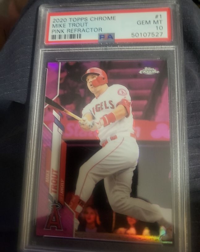 2020 Topps Chrome #1 Mike Trout Pink Refractor — front