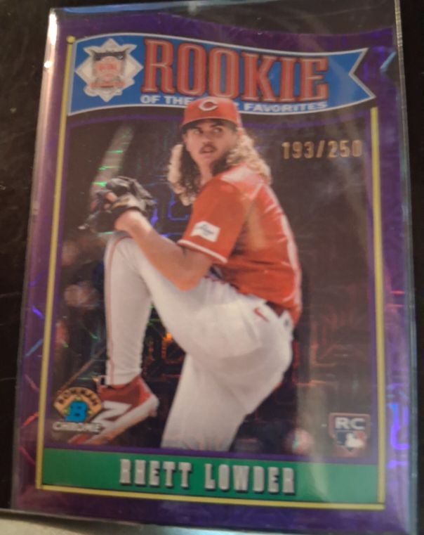 2025 Bowman Chrome #ROY-11 Rhett Lowder Rookie of the Year Favorites Mojo Refractor — front