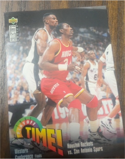 1995-96 Upper Deck Collector's Choice #363 Hakeem Olajuwon David Robinson Houston Rockets vs. San Antonio Spurs — front