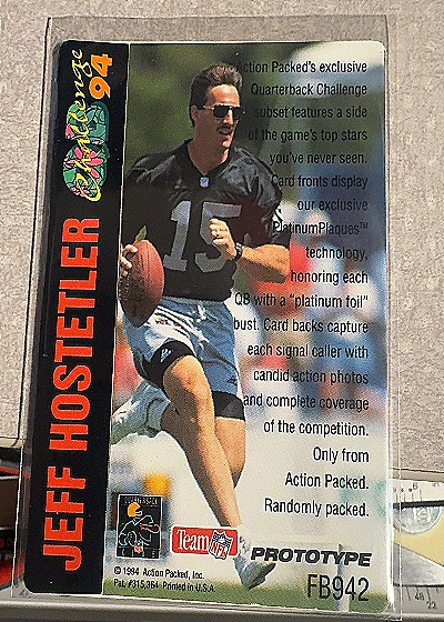 1994 Action Packed #FB942 Jeff Hostetler — back