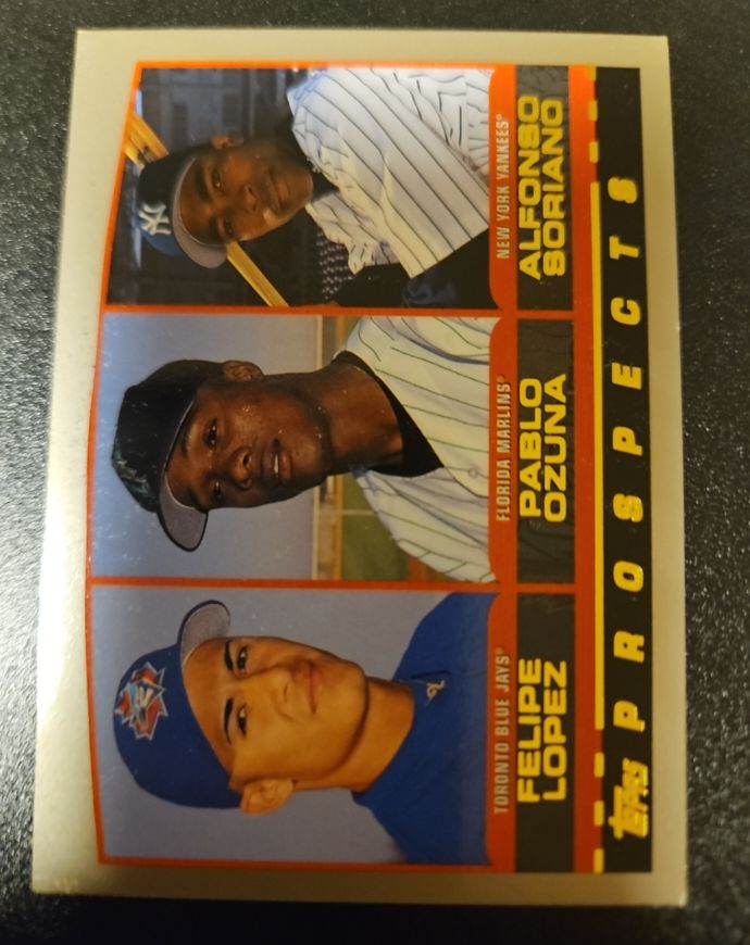 1998 Topps #T3 Alfonso Soriano / Pablo Ozuna / Felipe Lopez — front