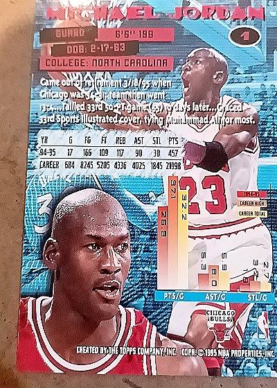 1995 Topps #1 Michael Jordan — front