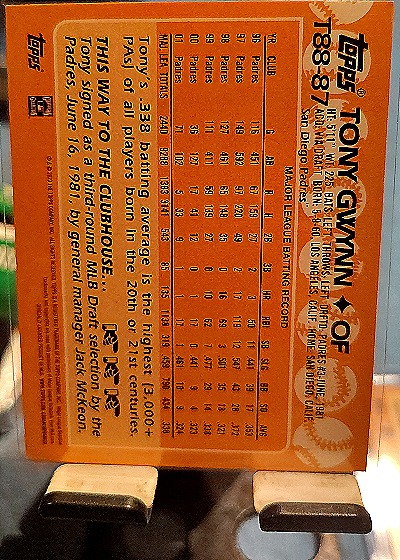 1988 Topps #188 Tony Gwynn — back
