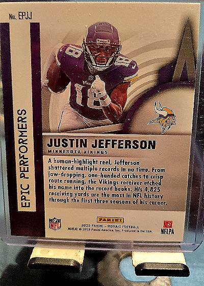 2023 Panini Mosaic Epic Performers #EPJJ Justin Jefferson — back