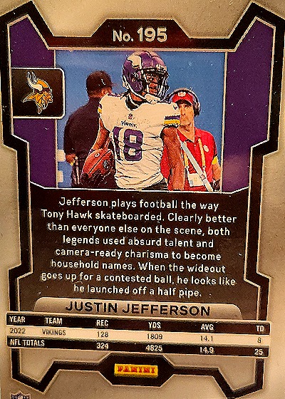 2023 Panini Prizm #195 Justin Jefferson — back
