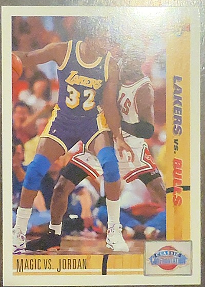 1990 Classic Basketball #32 Magic Johnson vs. Michael Jordan — front