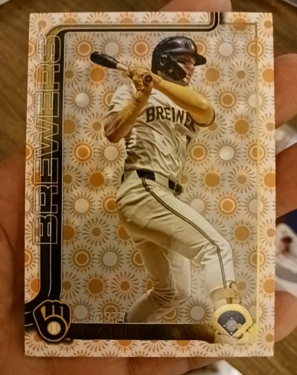 2025 Topps Series 2 #618 Jake Bauers Holiday Sun Foil Milwaukee Brewers — front