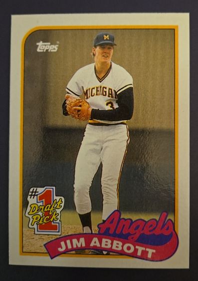 1989 Topps #1 Jim Abbott Draft Pick Rookie Card — front