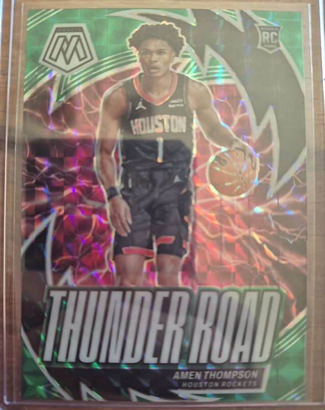 2023-24 Panini Mosaic #12 Amen Thompson Thunder Road Green — front