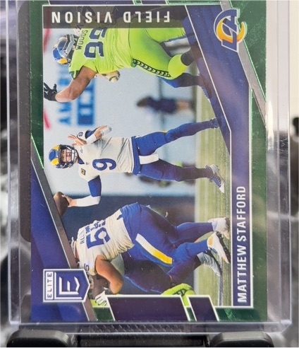 2022 Donruss Elite #FV1 Matthew Stafford Field Vision Green — front