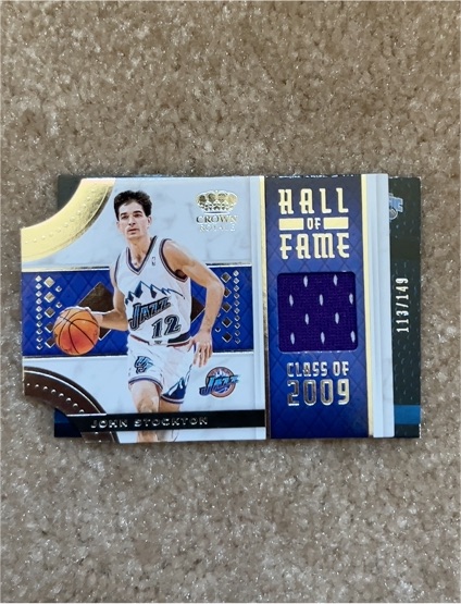 2020-21 Panini Crown Royale Hall of Fame Memorabilia #HF-JST John Stockton — front