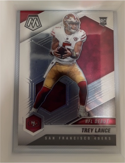 2021 Panini Mosaic #244 Trey Lance NFL Debut Rookie Card — front