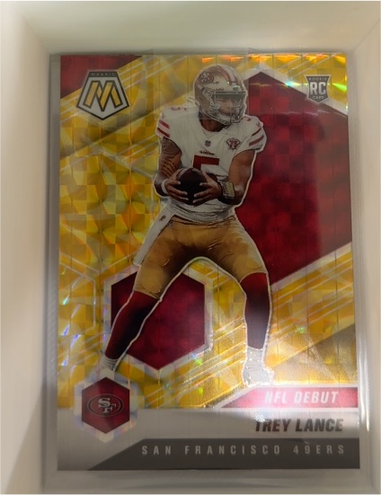 2021 Panini Mosaic #244 Trey Lance NFL Debut Rookie Card — front