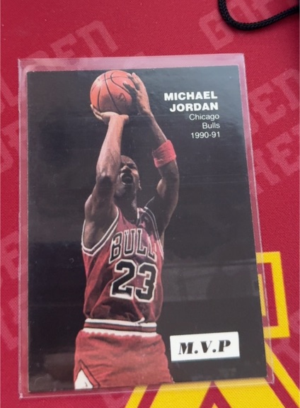 1990 NBA Superstars #1 Michael Jordan MVP Promo Card — front