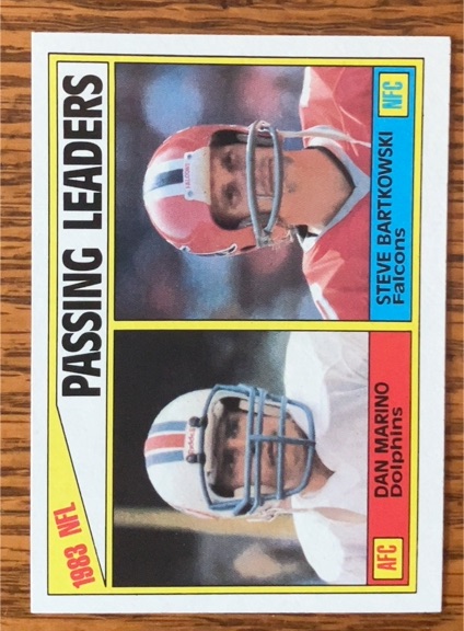 1984 Topps #202 Dan Marino / Steve Bartkowski Passing Leaders — front