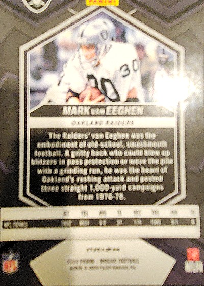 2024 Panini Prizm #W Mark van Eeghen — back