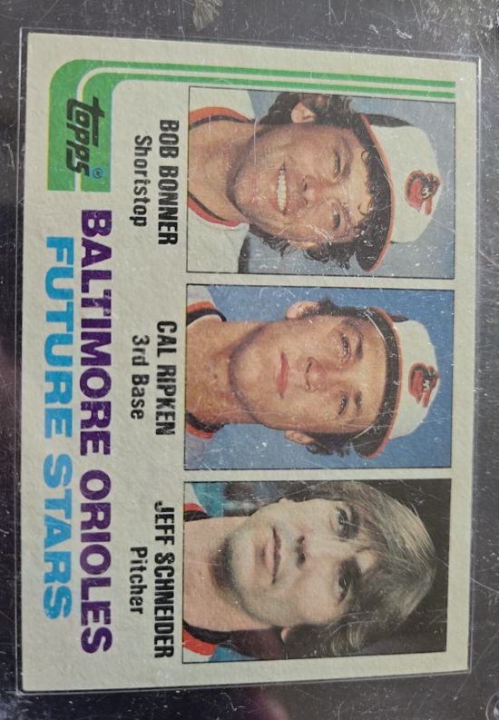 1982 Topps #21 Orioles Future Stars Cal Ripken Jr., Bob Bonner, Jeff Schneider — front