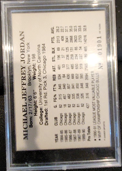 1991/92 Aamer Sports Michael Jordan League MVP + Championship MVP #08017 — back
