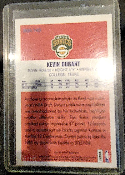 2004 Fleer #140 Kevin Durant — back