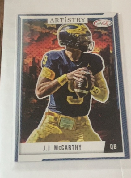 2024 Sage Artistry #1 J.J. McCarthy — front