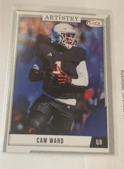 2024 Sage Artistry #9 Cam Ward — front