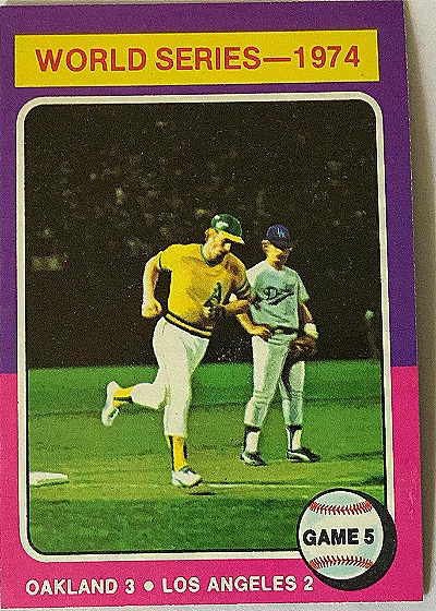 1975 Topps #465 1974 World Series Game 5 Joe Rudi — front
