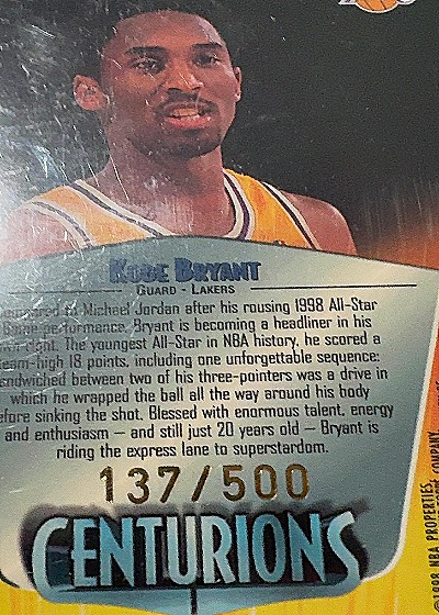 1998 SkyBox Centurions #137 Kobe Bryant — front
